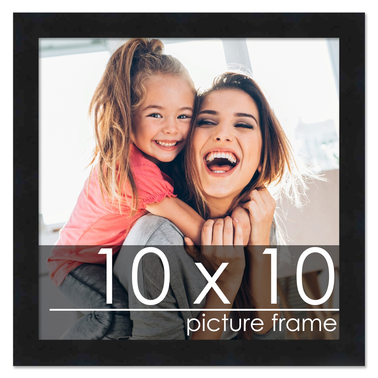 10x10 Solid Wood Picture Frame with UV-Resistant Acrylic & Acid-Free Backing, Available in 6 Finishes: Matte Black, Matte White, Metallic Bronze, Silver, Natural Wood Grain & Mahogany